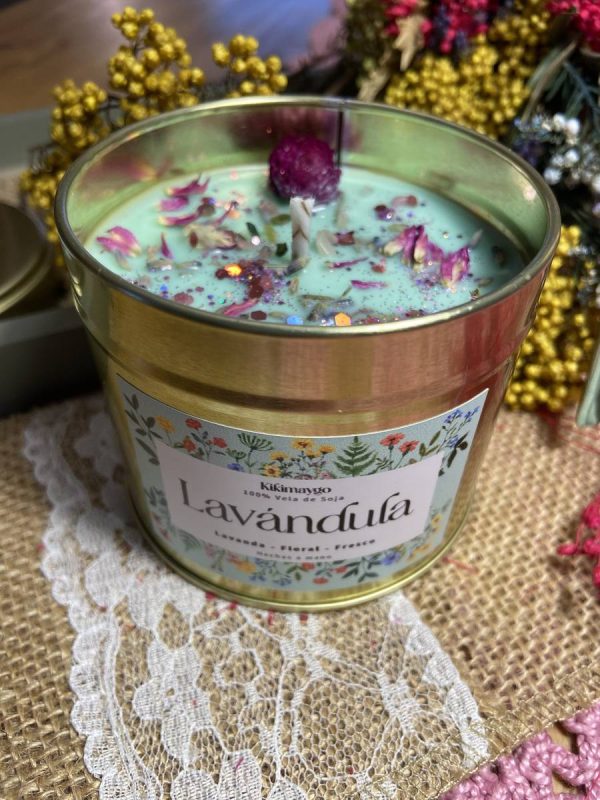 Vela Lavándula en lata Dorada - Imagen 4
