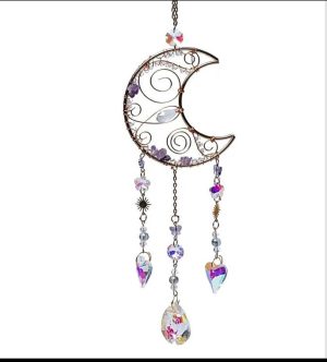 Atrapasoles luna creciente con amatista