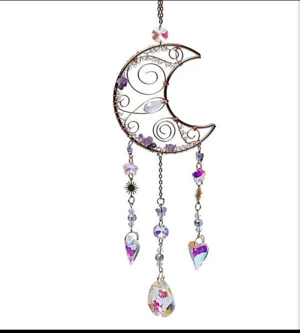 Atrapasoles luna creciente con amatista