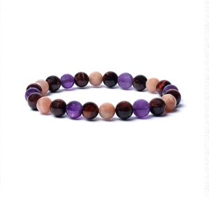 Pulsera elástica ojo de tigre piedra solar amatista