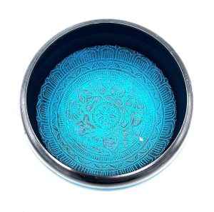 Cuenco de Polvo de Tierra - Mantra Azul Cinco Budas - 16cm