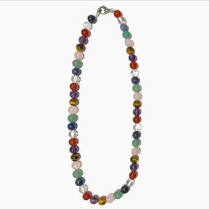 Collar Chackras cierre plata de ley 9,25 6 mm