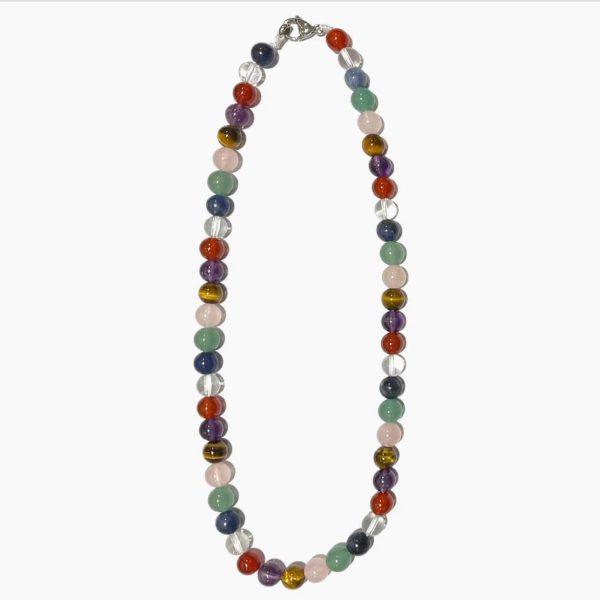 Collar Chackras cierre plata de ley 9,25 6 mm