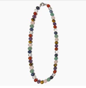 Collar Chackras cierre Plata  de ley 925 4 mm
