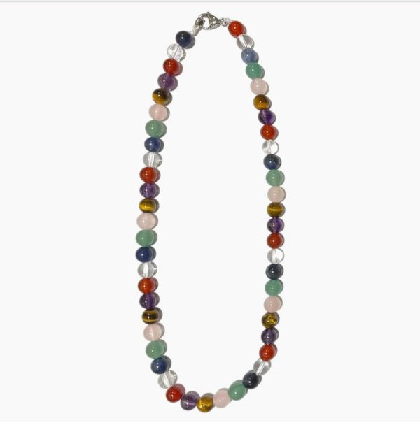 Collar Chackras cierre Plata  de ley 925 4 mm