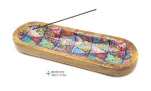 Porta incienso mandala colores  Madera 30x10cm