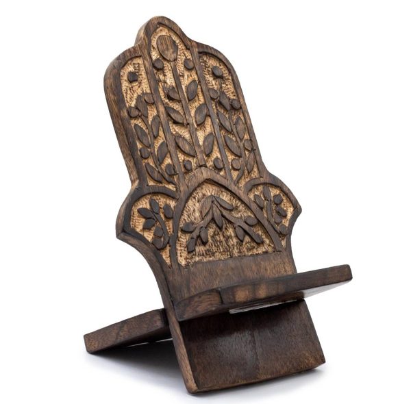 Soportes para el móvil de madera tallada - Hamsa 20x9.5cm - Imagen 2