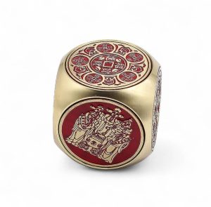 Fortuna Feng Shui - Cubo de Prosperidad Rojo y Latón - Plano
