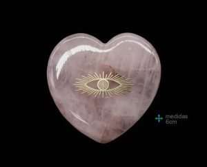 Corazón cuarzo Rosa con ojo turco 6 cm