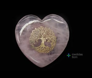 Corazón Cuarzo Rosa Árbol de la vida 6 cm
