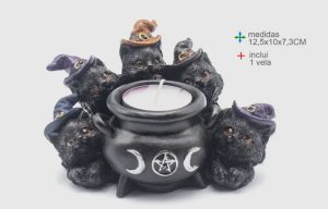 Porta velas gatos Resina 12,5x 7,3cm
