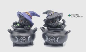 Gatos Wicca Resina 2 Unidades