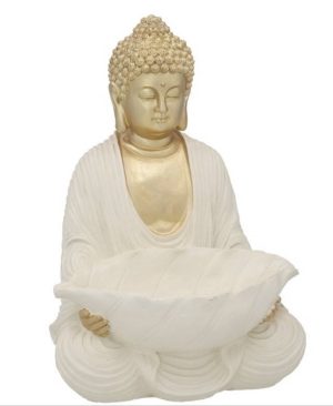 Buda 29X20,5 x17,8 cm Blanco y Dorado