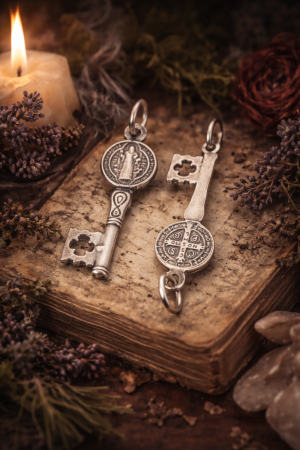 Colgante llave San Benito 24x7Mm en plata de ley 925