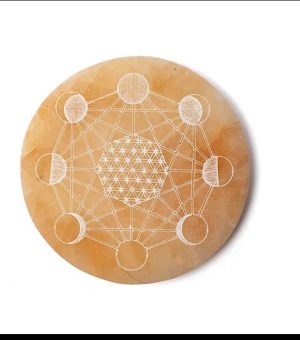 Plato redondo de selenita grabado color melocotón prev 10/03/26