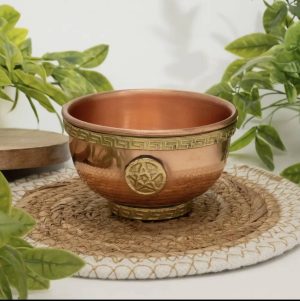 Quemador de incienso tibetano de cobre puro/platillo de ofrendas Pentagrama Prevent 9/16 Marz