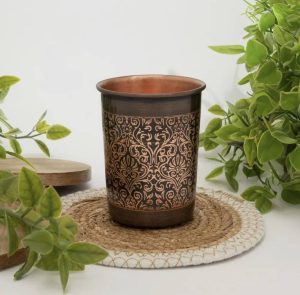 Taza de cobre puro grabada antigua - 300
ml (pesada