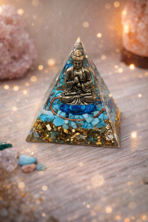 PIRÁMIDE DE ORGONITA CON BASE DE 5 X 5 CM Y ALTURA DE 5,5 CM