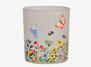 Porta velas blanco con Mariposas