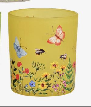 Portavelas con Mariposa amarillo