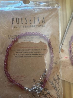 Pulsera semi preciosa cuarzo fresa 3mm