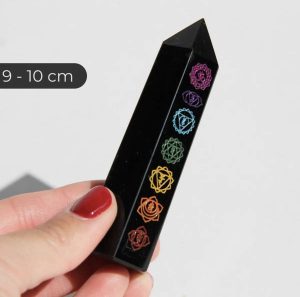 Punta de Obsidiana • 7 Chakras Colores
