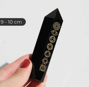 Punta de Obsidiana • 7 Chakras Dorado