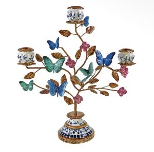 Candelabro de mariposas, 35 x 11,5 x 39 cm