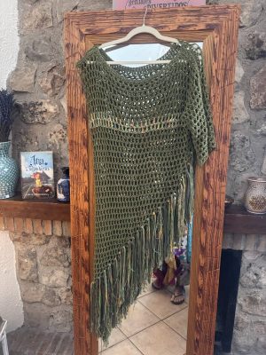 Chals Ganchillo verde talla única