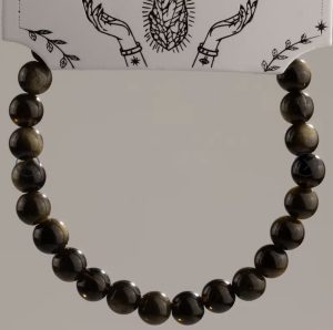 Pulsera obsidiana Dorada